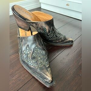 Stetson Brown Leather Handmade Mules Size 8.5
